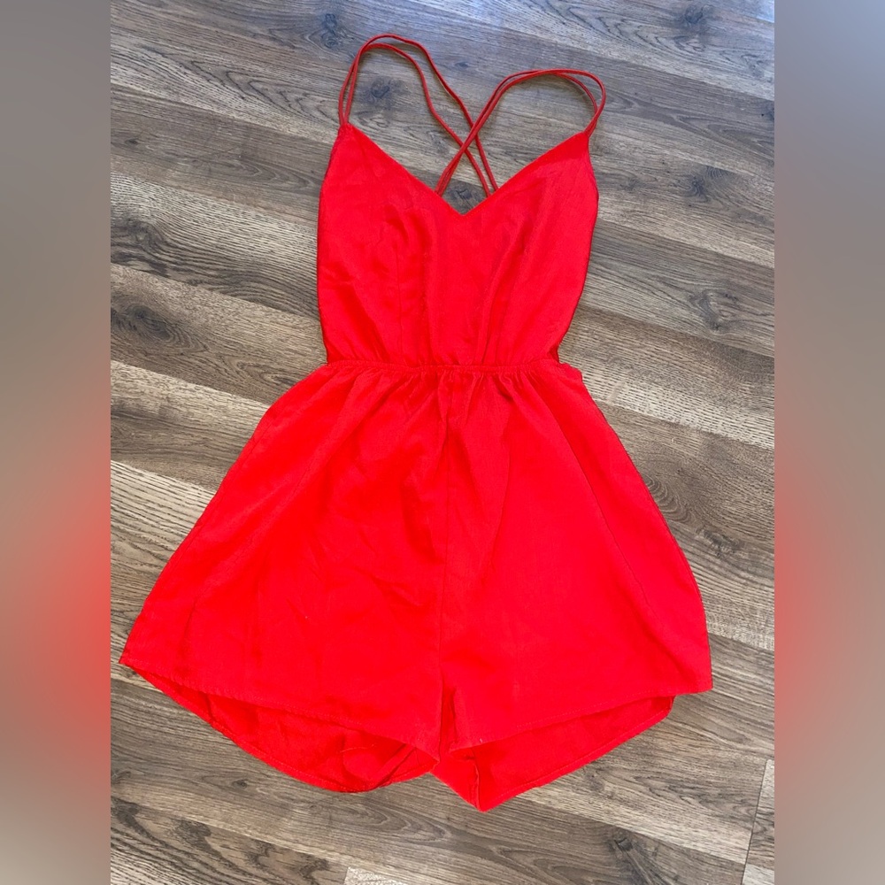 Vibrant Red Strappy Romper